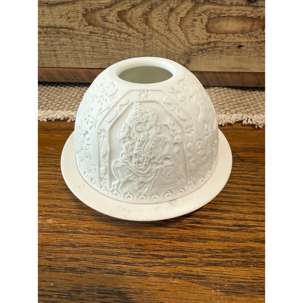 Bernardaud Limoges Ganesha Lithophanie Porcelain Votive Candle Holder France